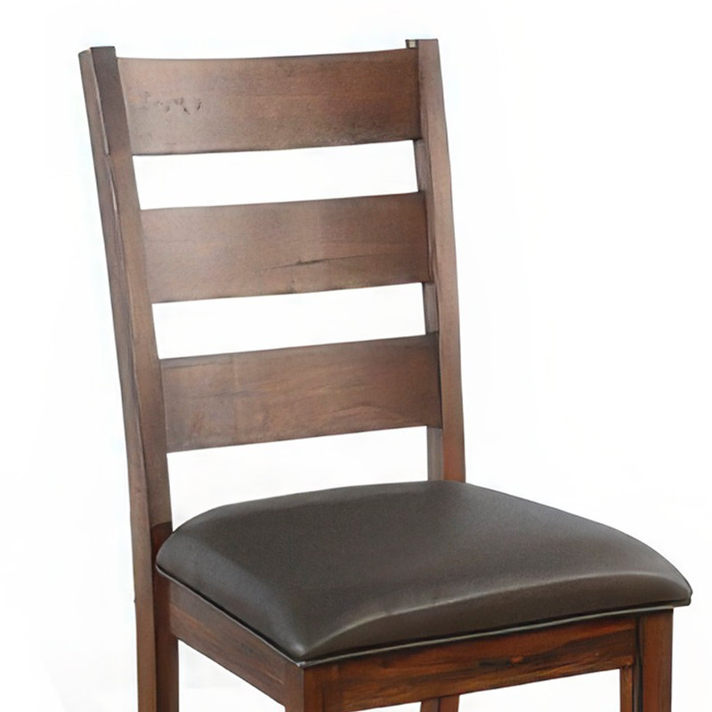 Ensemble de 2 chaises de salle à manger Reggie, dossier échelle, similicuir gris foncé, brun