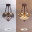 Luminaire suspendu en verre coloré style floral 3 lumières H 23,6 "Tiffany