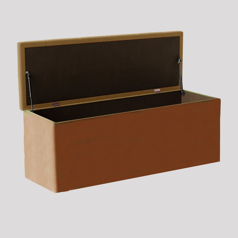  Luna Wide Chesterfield Velvet Rectangle Solid Color Standard Ottoman Box with Storage, Upholstered Deep Storage End of Bed Bench