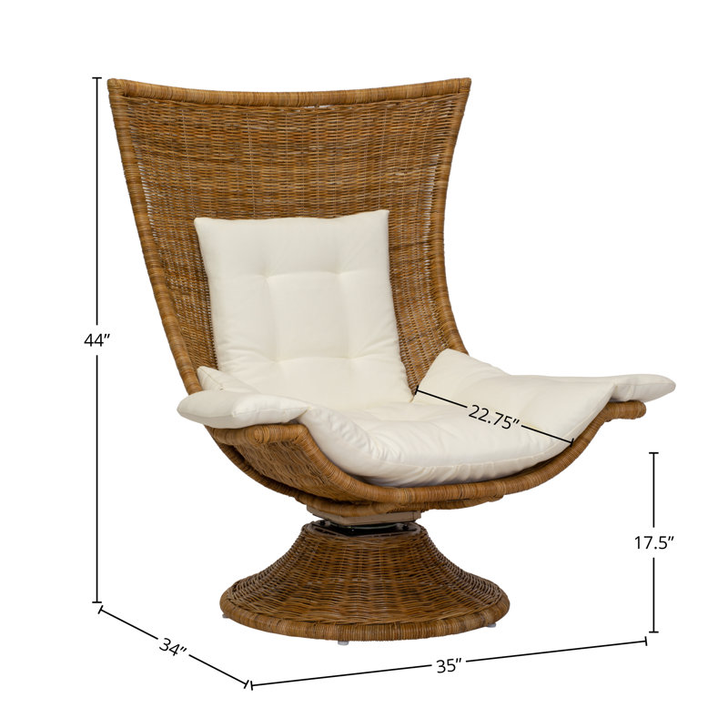 Healdsburg Swivel Tufted Lounge Chair, White Linen