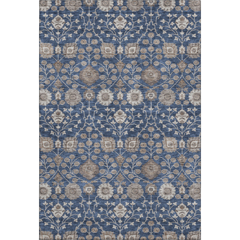 Premium Machine Washable Gurubaksh AMF1155 Floral Rug, Rectangle 5 pi x 7 pi 6 po