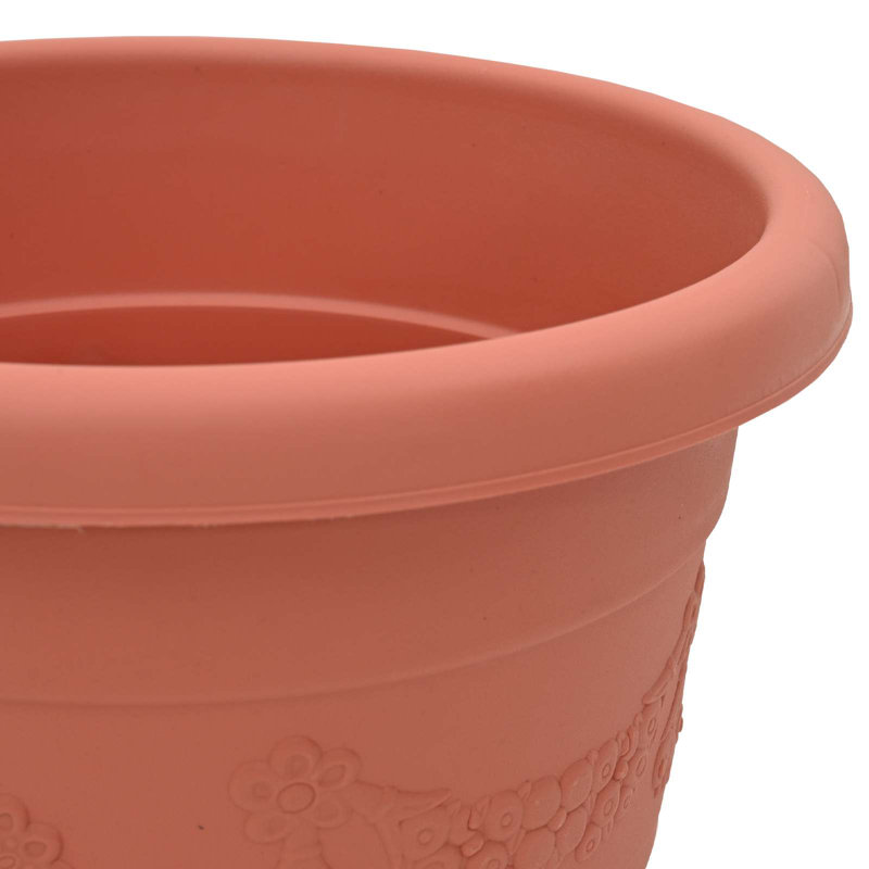  Plant Pots 24 Pcs Plastic, 21.5cm H x 26cm W x 26cm D, Brick Red