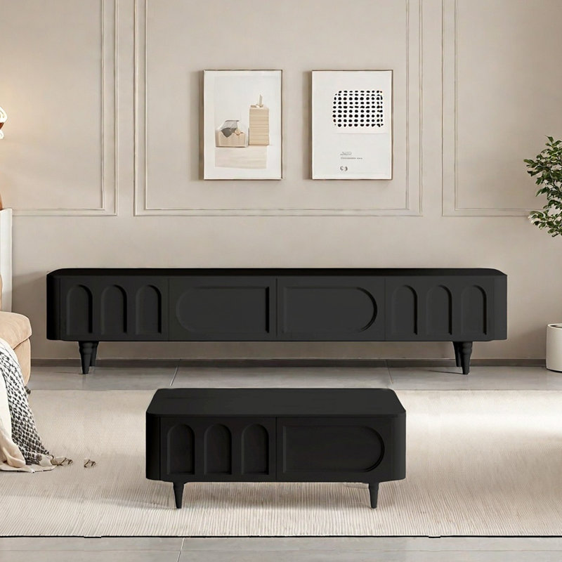 Meuble télé et table basse French Retro, Noir, noir, noir, noir