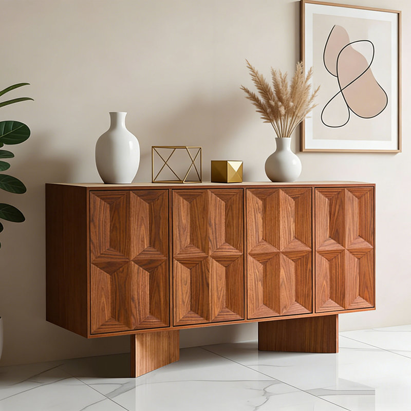 Buffet simple et spacieux, H 34,25 po x l 62,21 po x P 15,74 po, Brun