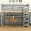 Lit mezzanine en bois avec bureau sous le lit, lit mezzanine avec 4 tablettes de rangement-1421456979-1421456976