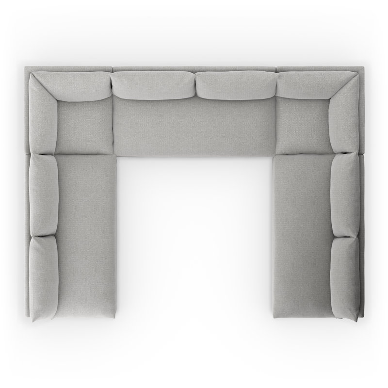 Grant 154" Wide Outdoor U-Shaped Patio Sectional with Cushions, Gray