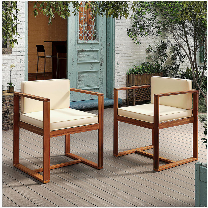 Chaise de terrasse Terrace (ensemble 2 personnes), Beige, Brun