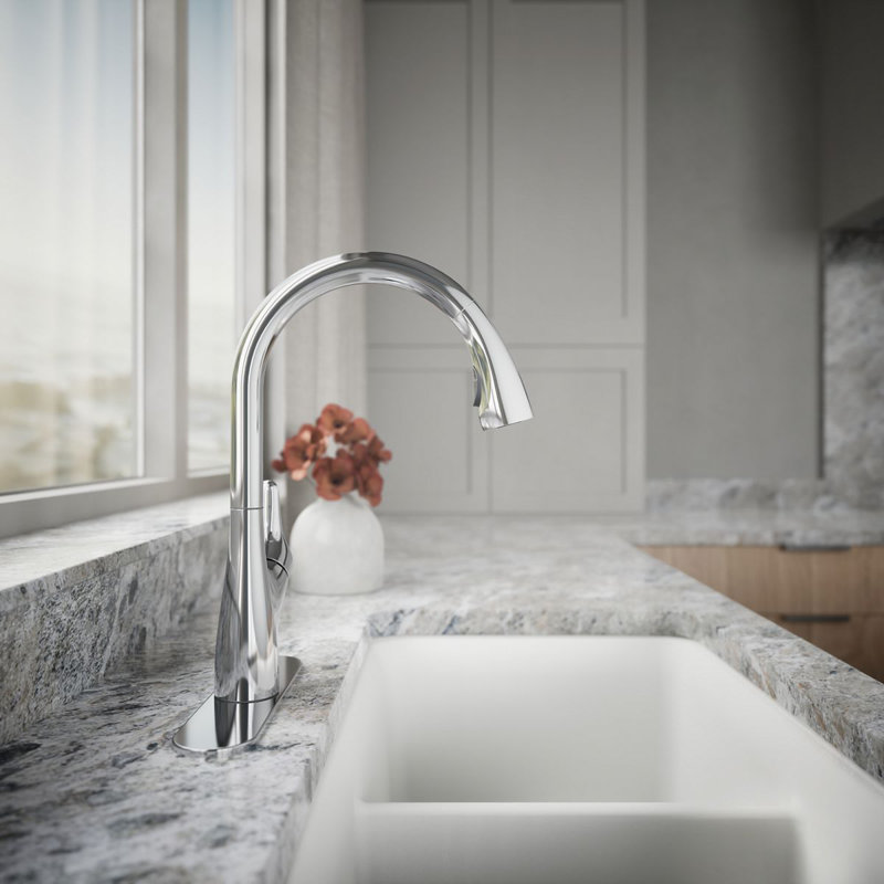 Rival Pull Down Single Handle Kitchen Faucet with Two-Function Sprayhead, Polished Chrome