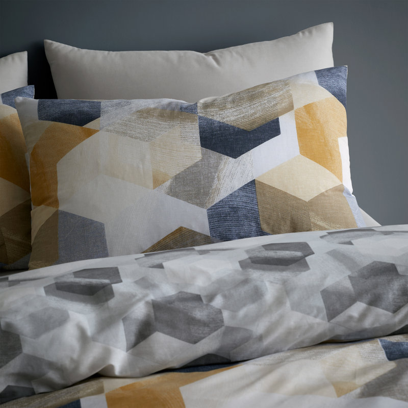 Hexagon Geometric Duvet Cover Set With Pillowcases, 220 x 230 cm - 2 Standard Pillowcases