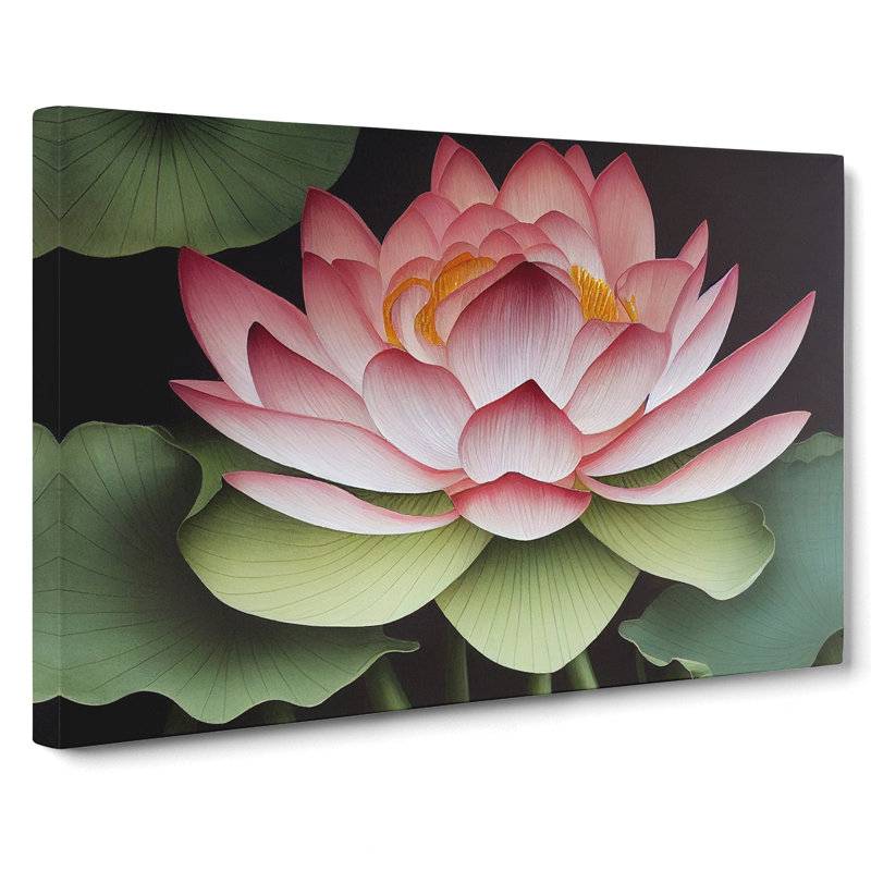 Dramatic Lotus Flower - Wrapped Canvas Print, 35cm H x 50cm W x 3cm D