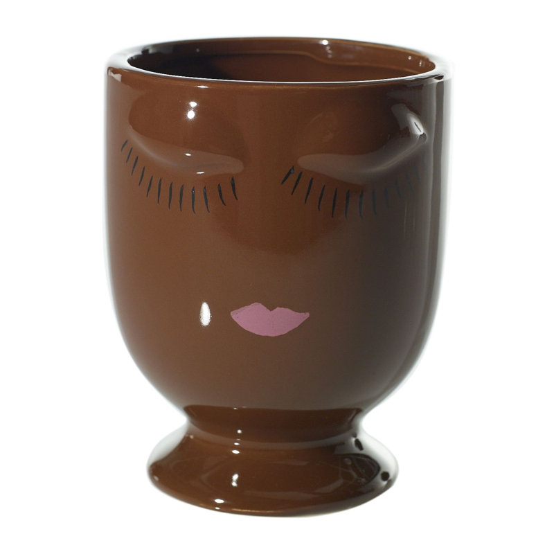 Pot à fleurs en céramique Jaziyah Celfie, Chocolat
