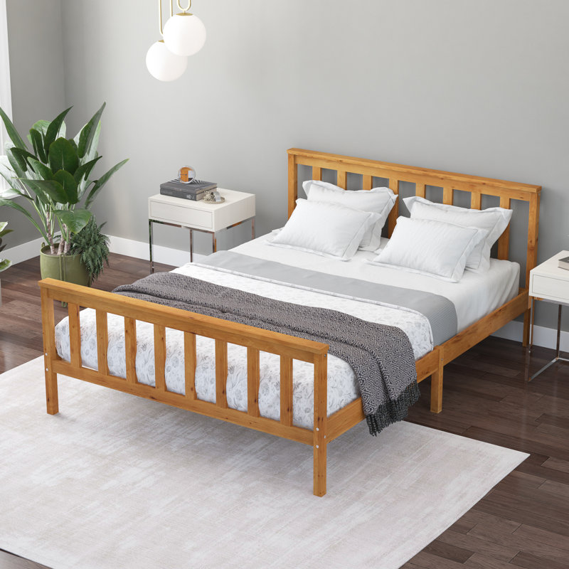 Aadi Solid Wood Shaker Bed Frame, Grey, Single (3')