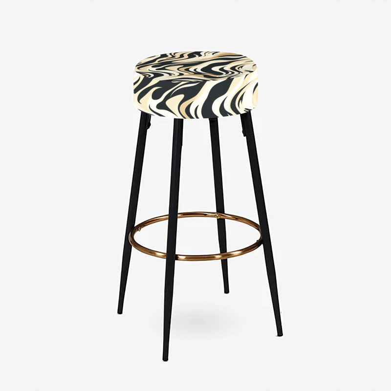 Mocha Zebra Stripes Striped Pattern II - Abstract Bar Stools Set Of 2