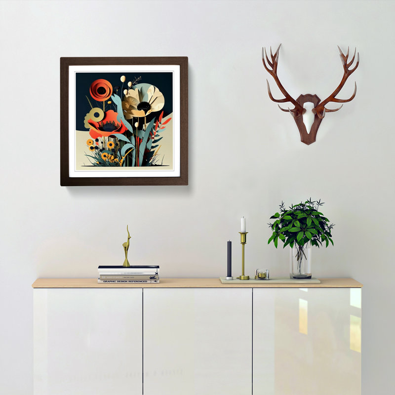 Wildflowers Constructivism - Framed Print, Walnut