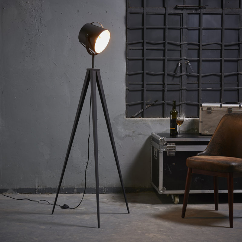 Carr 158cm Black Tripod Floor Lamp, Black/Gold