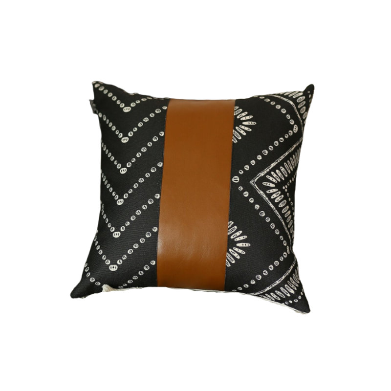 Ensemble de 2 housses de coussin en similicuir brun vif