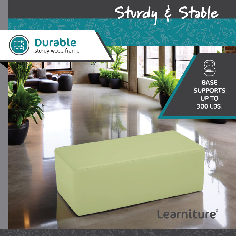 Tabouret rectangulaire modulaire de Learniture, H 12 po x l 36 po x P 18 po, Vert fougère, Non