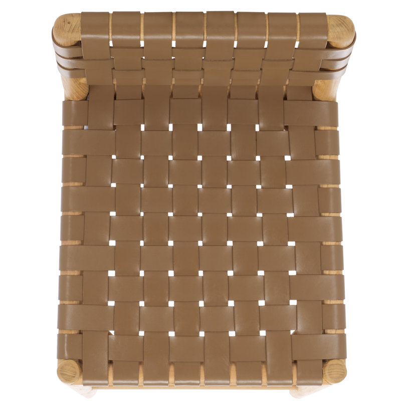 Jeremiah Woven Leather Counter Stool, Brown, Natural