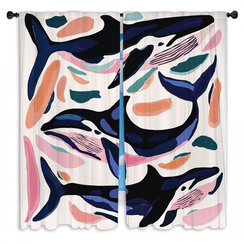 Rideaux baleines baleines Art Deco - 2 panneaux, L 40 po x L 82 po