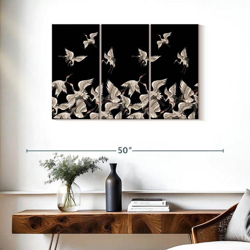 Brampt White Japanese Cranes, 24" H x 38" W