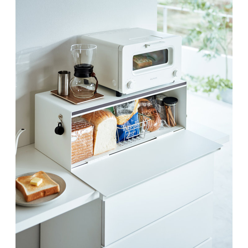 Boîte à pain Yamazaki Home - large, 32 l, peut contenir 22 lb, Blanc