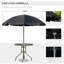 Ensemble de salle à manger de patio 6 pièces pour 4 personnes avec parasol, table d'extérieur et chaises avec 4 chaises pliantes et table ronde en verre pour le jardin, la cour et la piscine, noir