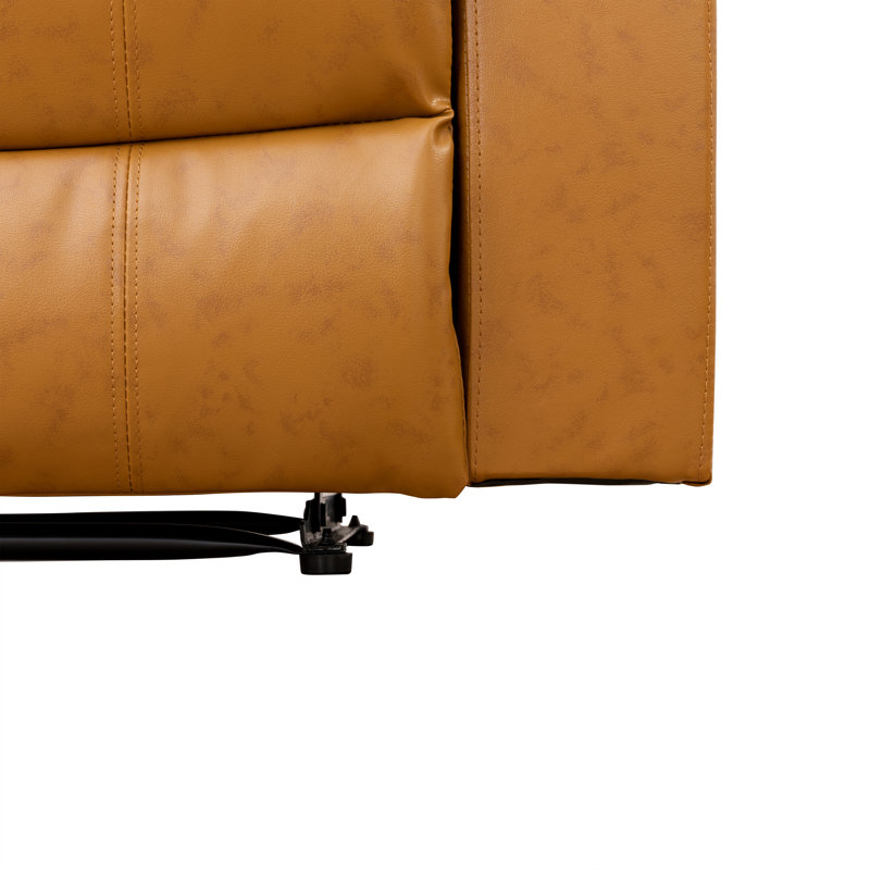 Ginger Vegan Leather Manual Recling Chair, Yellow Faux Leather