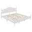 Lit plateforme rétro en bois avec tête de lit haute, cadre de lit en bois avec support en lattes de bois-130143557