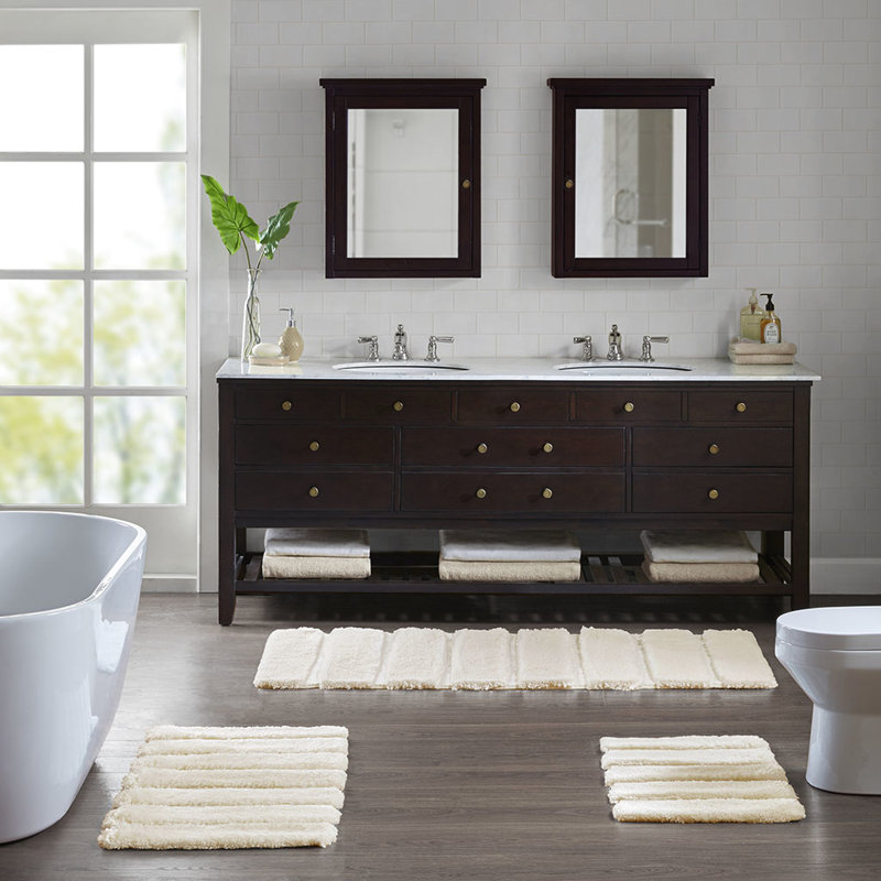Bath Rug, 24X58", Stripe, Fade , Stain Soft Colors 24X58" 100% Macro-Spun , , , Color Palette, Set of 3 - 23.89" L x 59.03" W