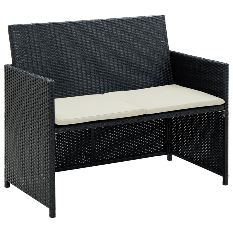 Ekundayo 39.4" Wide Rectangle Patio Sofa with Cushions, Black