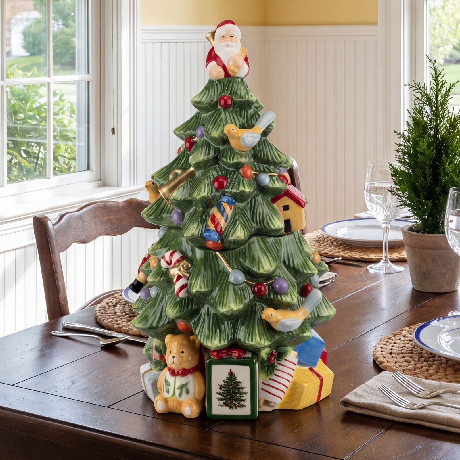 Christmas Tree Ceramic Cookie Jar
