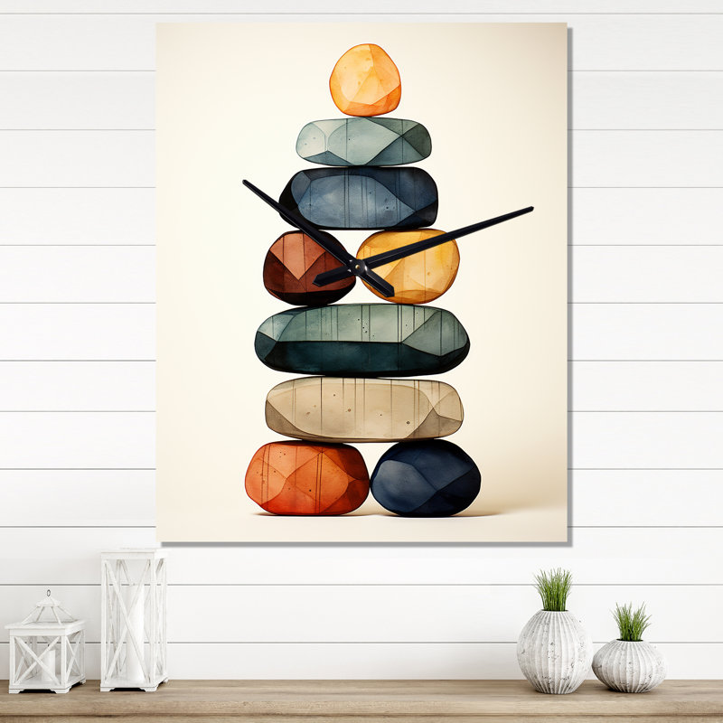 Horloge murale «Finding Balance Rock Balancing Cairn» - Pierre spirituelle surdimensionnée, Petit