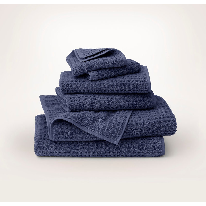 Turkish Waffle Bath Sheet Set, Coastal Navy, 6 Pieces: 2 Bath Sheet, 2 Washcloth, 2 Hand Towel