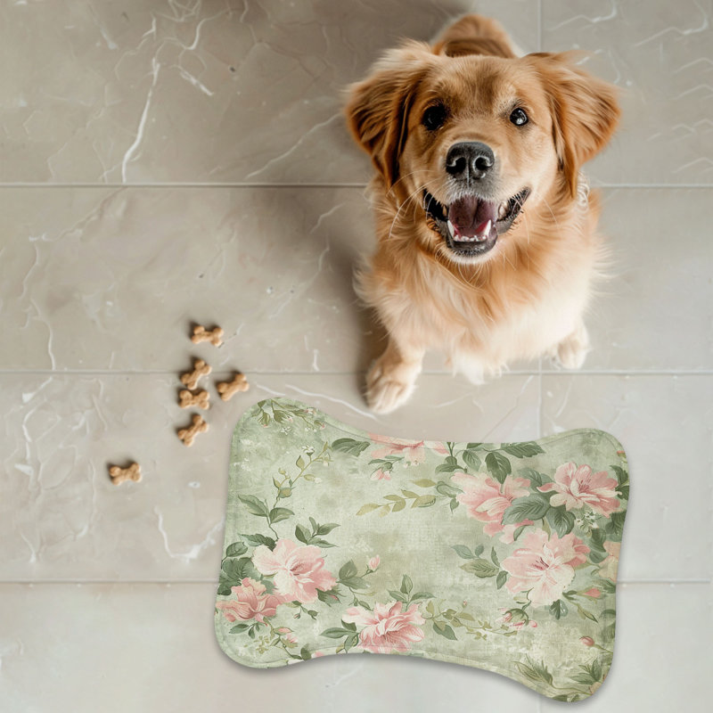 Chic Retro Florals - 1 Piece Bone Shape Feeding Mat