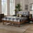 Artesha Mid-Century Modern Light Grey Fabric Upholstered And Ash Walnut Finished Wood King Size Platform Bed-671352809-769695771