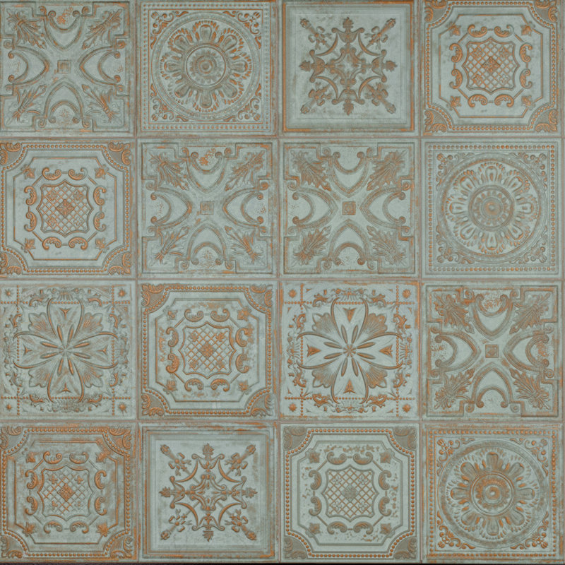 Fitz 8" x 8" Ceramic Patterned Wall Tile, Green