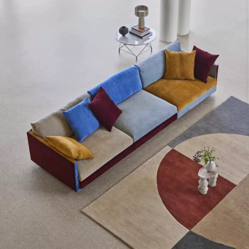 Retro Creative Casual Sofa, Blue/Yellow/Brown