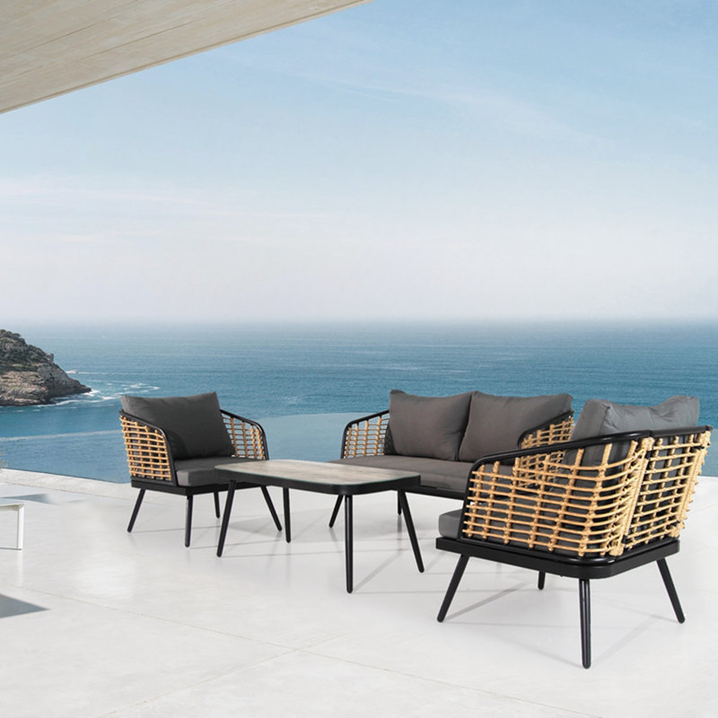 Masiello 4 - Person Patio Dining Set with Rectangular Table , Cushions Included