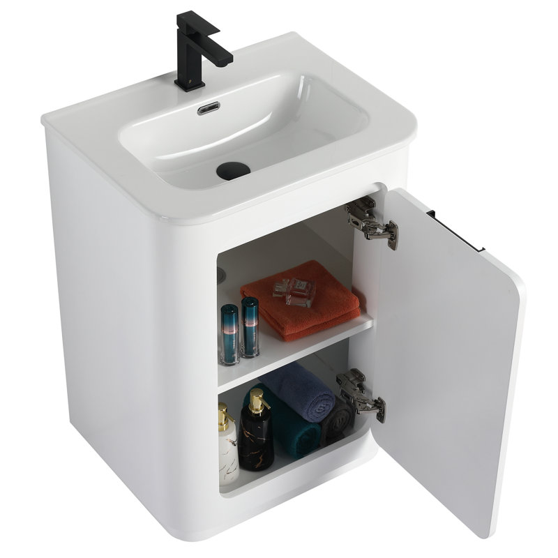 Atticus 24 Inch Bathroom Vanity with Sink, White/Black