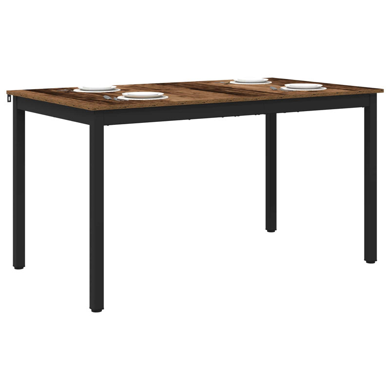 Metal Base Dining Table, Brown, 75cmH x 140cmL x 80cmW