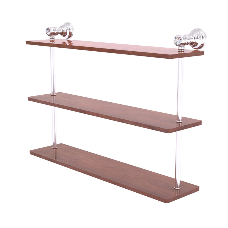 Tablette en bois massif à 3 niveaux Freyja, Chrome satiné, H 5,54 po x l 22 po x P 16 po