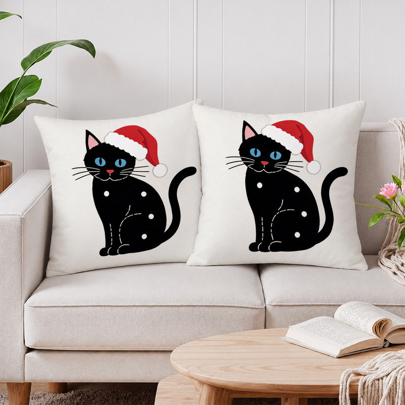 Housses de coussin JYK, Chat noir et rouge