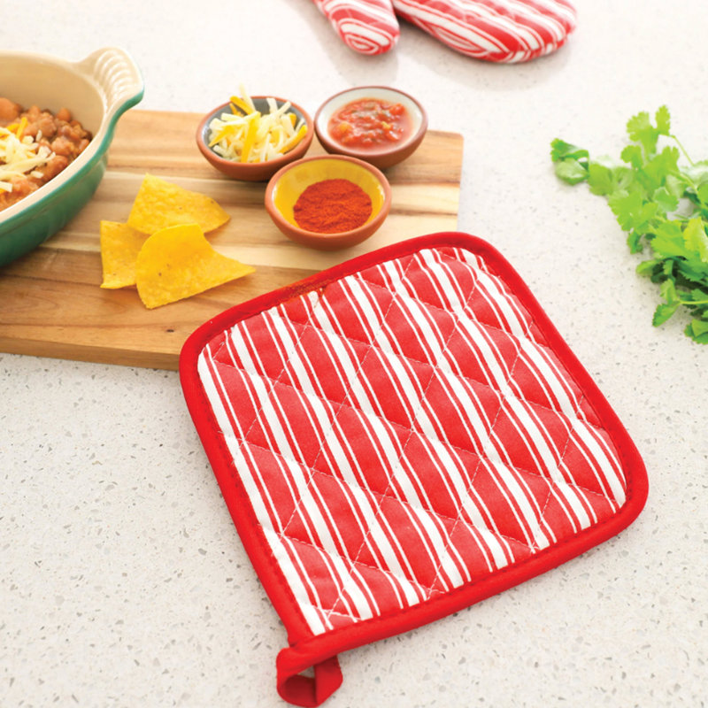 Better Houseware Striped Cotton Potholder, Red