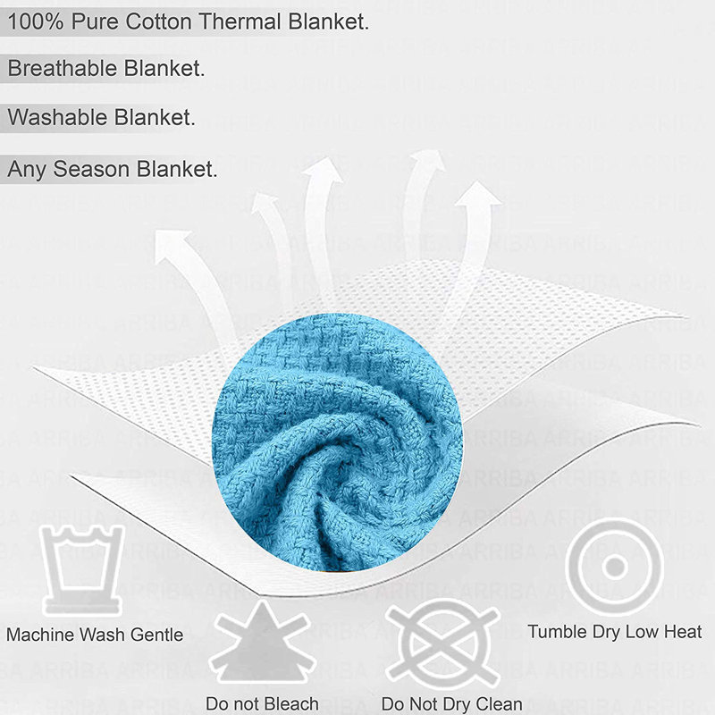 Hand Woven Throw Blanket, Queen, Blue
