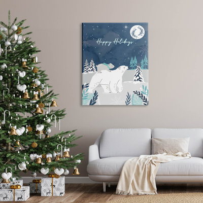 «Happy Holiday Winter Snow Bears», art mural sur toile par Angela Nickeas