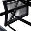 Structure de chaise longue en fer noir avec accoudoirs en corde et inclinaison à 5 positions
