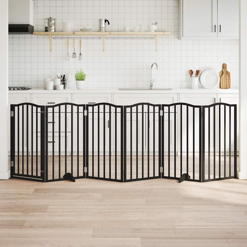 Deance Solid Wood Dog House Door, 90cm H x 300cm W x 2cm D, Black