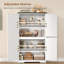 Armoire de ferme avec tablettes réglables - rangement blanc à 4 portes pour la salle de bain, la cuisine et le salon