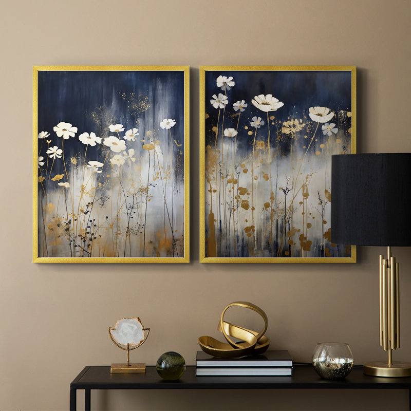 FLORAL Series CECXCII - Reproduction encadrée de qualité supérieure - prête à être accrochée - aucun clou requis - aucun clou requis