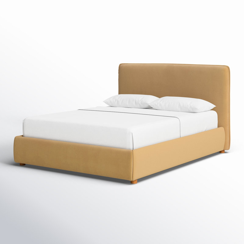 Callahan Upholstered Platform Bed, Queen, White Linen